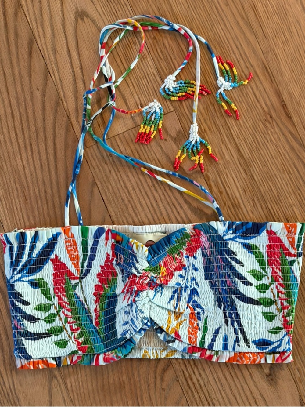 FARM Rio Multicolor Beaded Tassel Bandeau Top